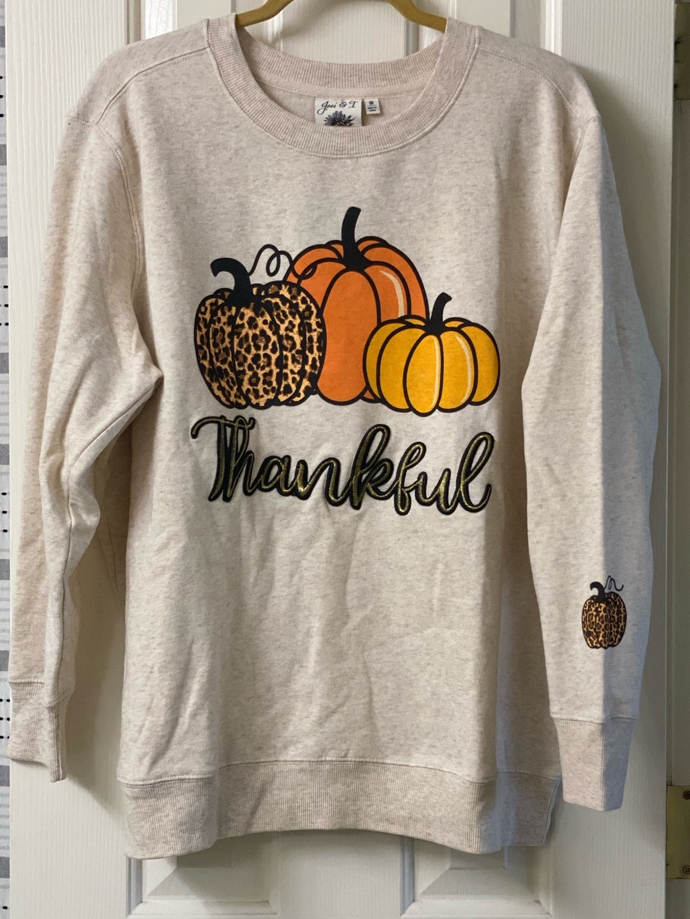 Joei & I Thankful Pullover Sweatshirt with Pumpkin Graphic Size 1X - NWT